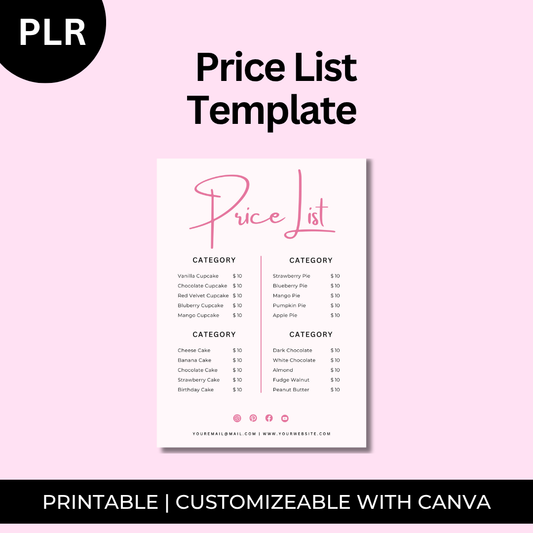 Editable Price List Template