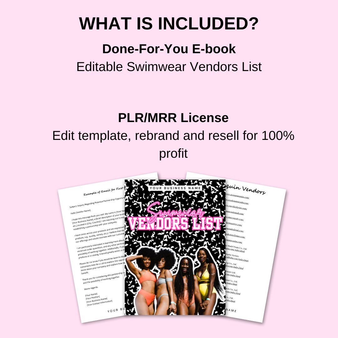 PLR Editable Swimwear Vendors List