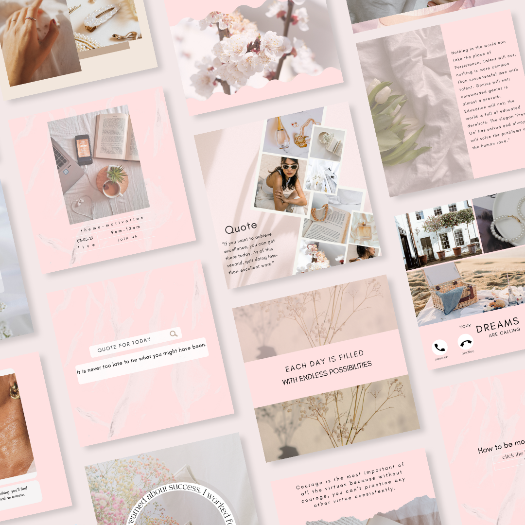 PLR Pink Life Coach Instagram Post Templates