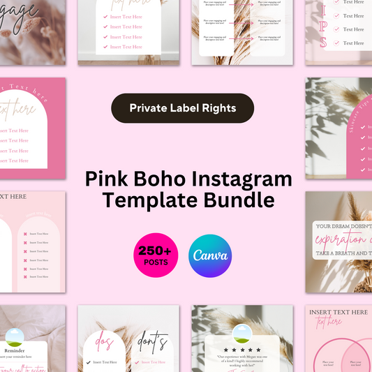 Pink Boho Instagram Template Bundle