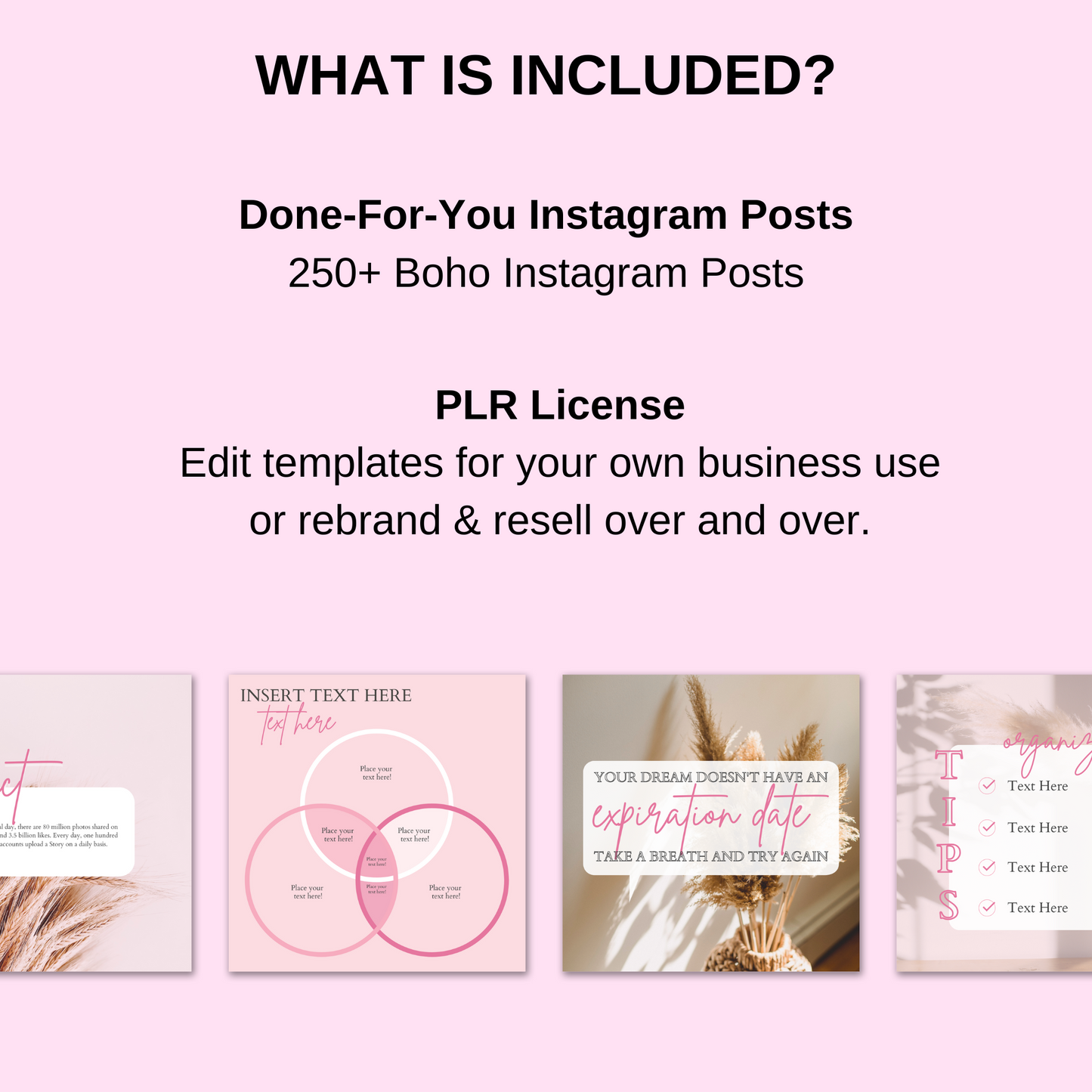 Pink Boho Instagram Template Bundle