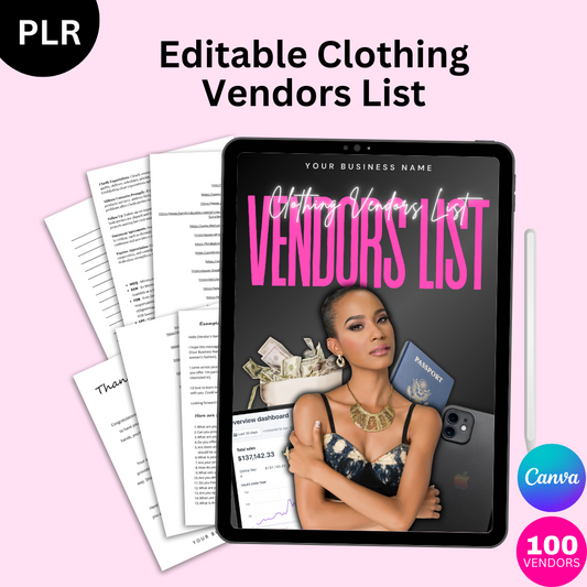 PLR Editable Clothing Vendors List