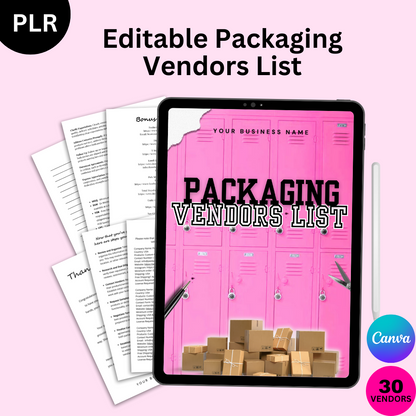 PLR Editable Packaging Vendors List