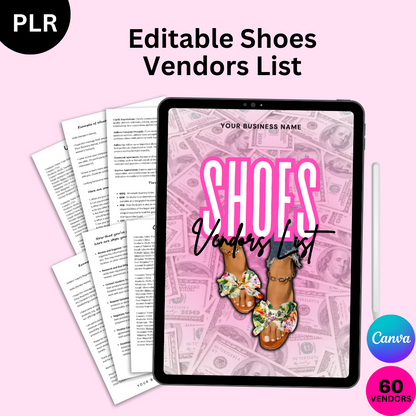 PLR Editable Shoes Vendors List