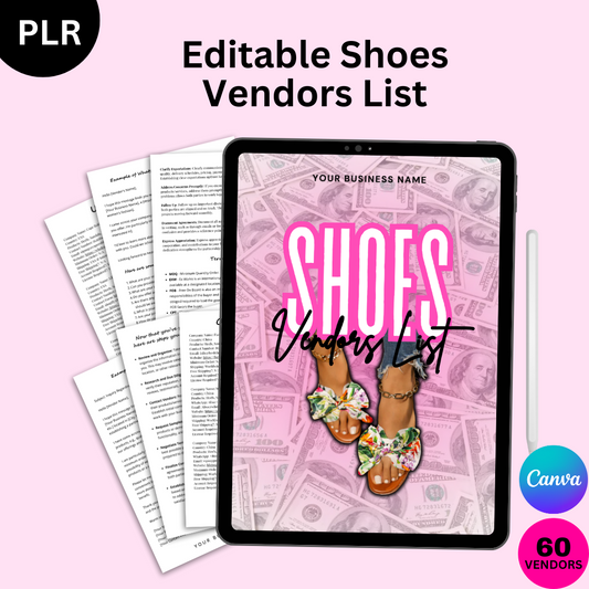 PLR Editable Shoes Vendors List