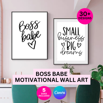 Boss Babe Motivational Wall Art Bundle