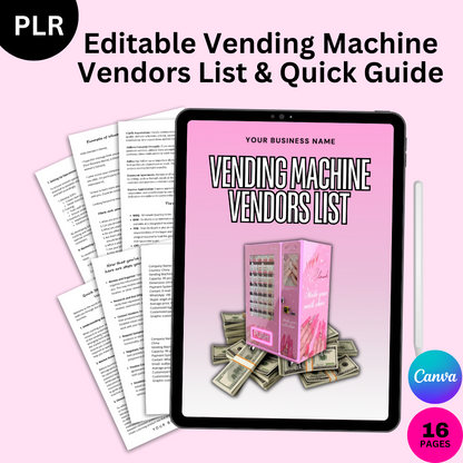 PLR Editable Vending Machine Vendors List