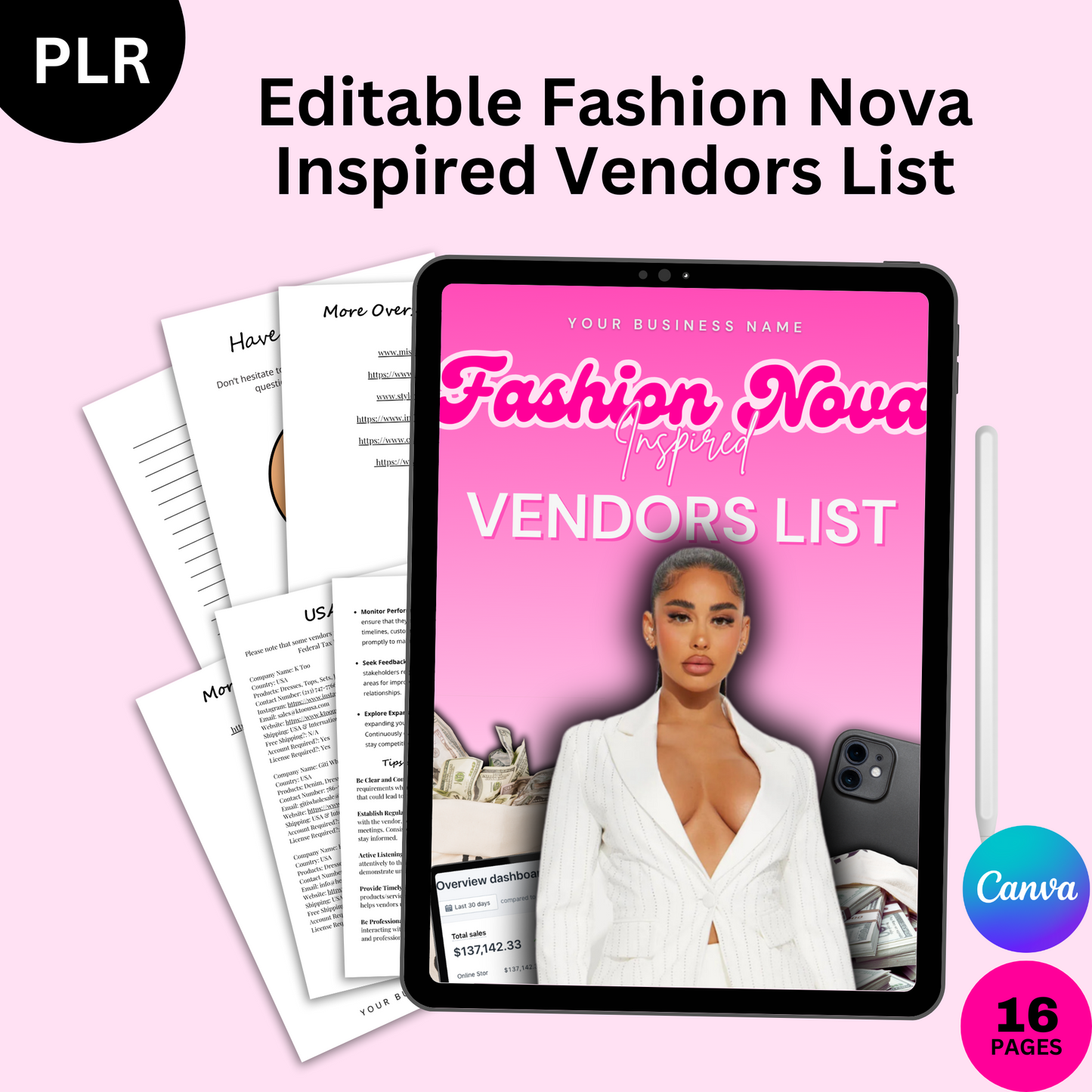 PLR Editable Fashion Nova Inspired Vendors List