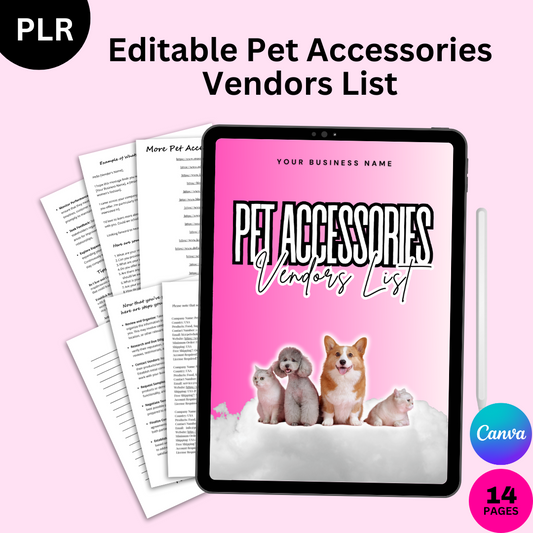 PLR Editable Pet Accessories Vendors List
