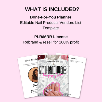 PLR Editable Nail Products Vendors List