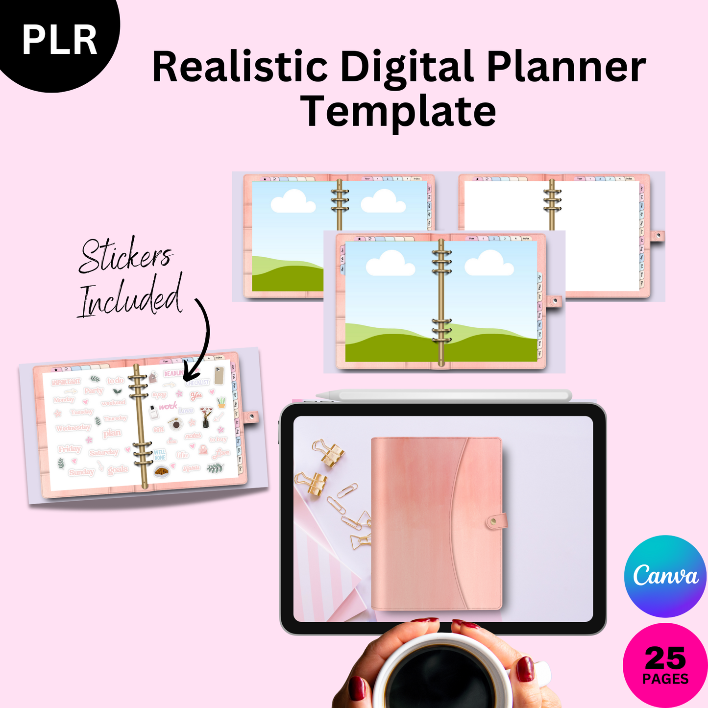 PLR Blank Realistic Digital Planner Template