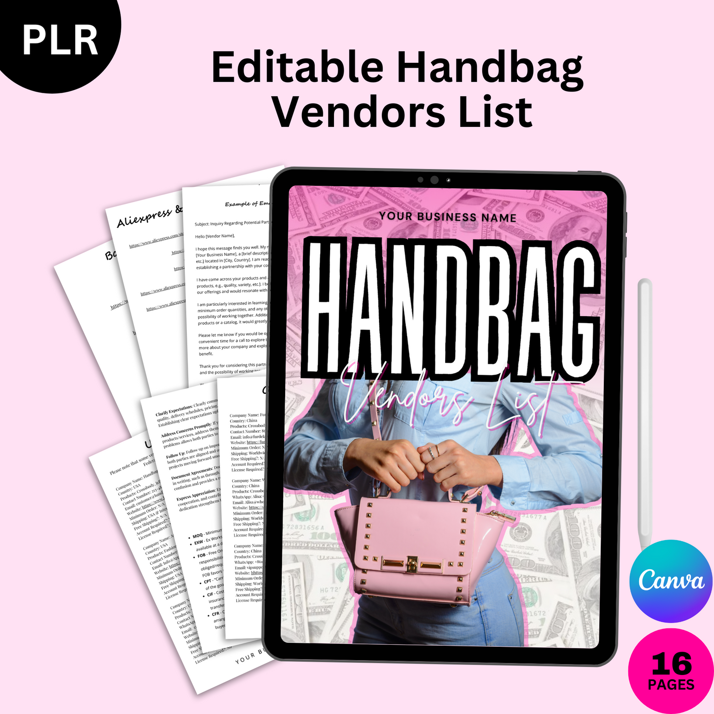 PLR Handbag Vendors List