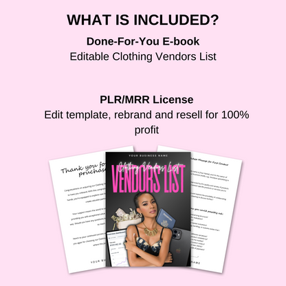 PLR Editable Clothing Vendors List