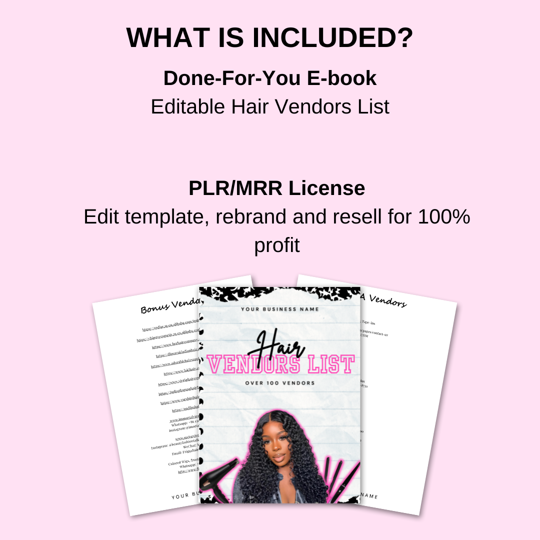 PLR Editable Hair Vendors List