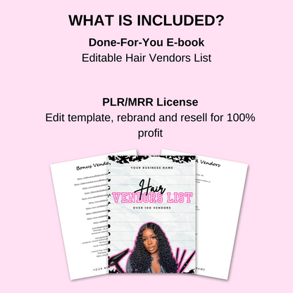 PLR Editable Hair Vendors List