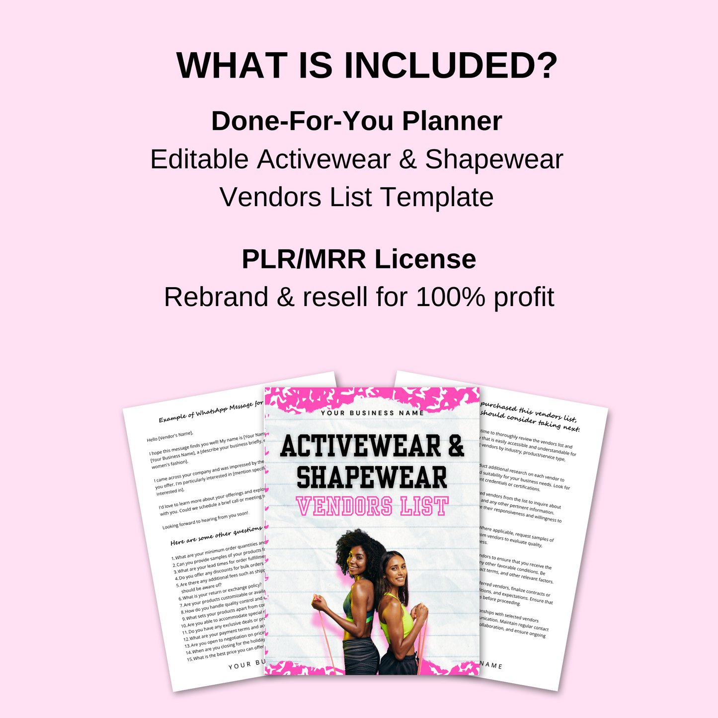 PLR Active Wear & Shapewear Vendors List