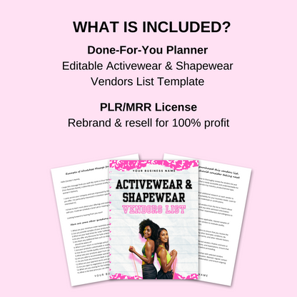 PLR Active Wear & Shapewear Vendors List