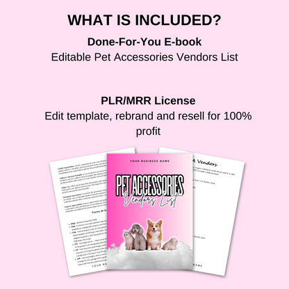 PLR Editable Pet Accessories Vendors List