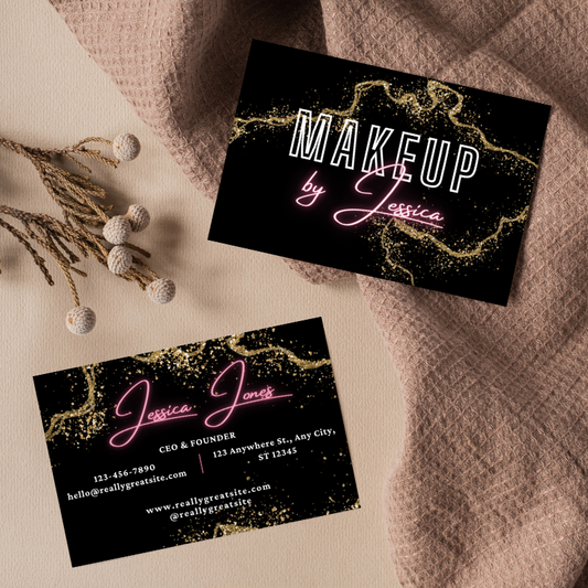 Black and Gold Glitter Business Card Template