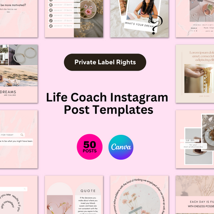 PLR Pink Life Coach Instagram Post Templates