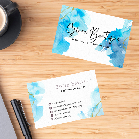 Blue Watercolour Business Card Template