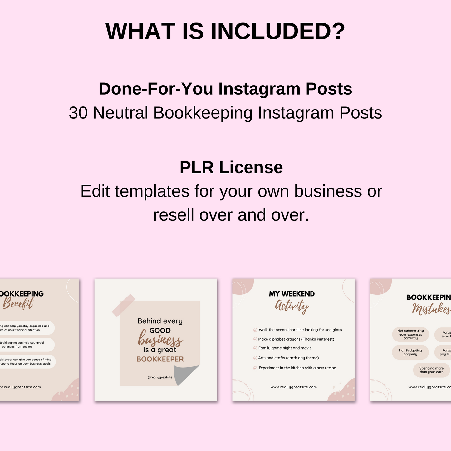 PLR Bookkeeping Instagram Posts