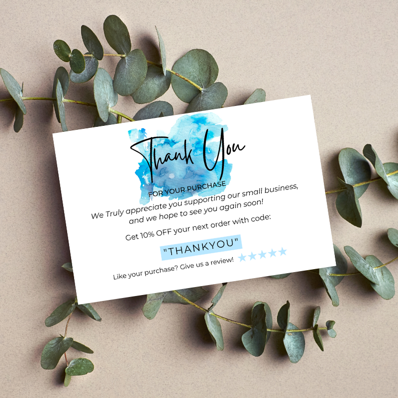 Blue Watercolour Thank You Card Template