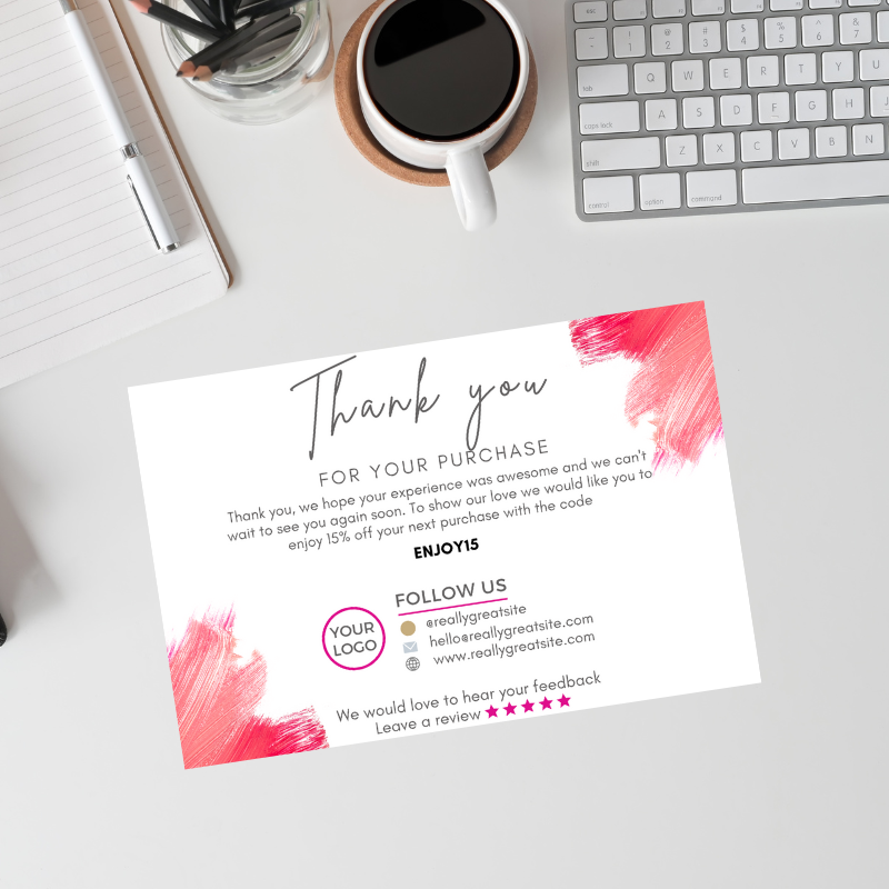 Pink Blush Thank You Card Template