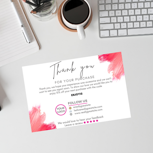 Pink Blush Thank You Card Template