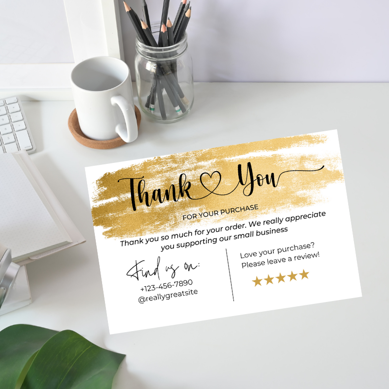 Gold Thank You Card Template