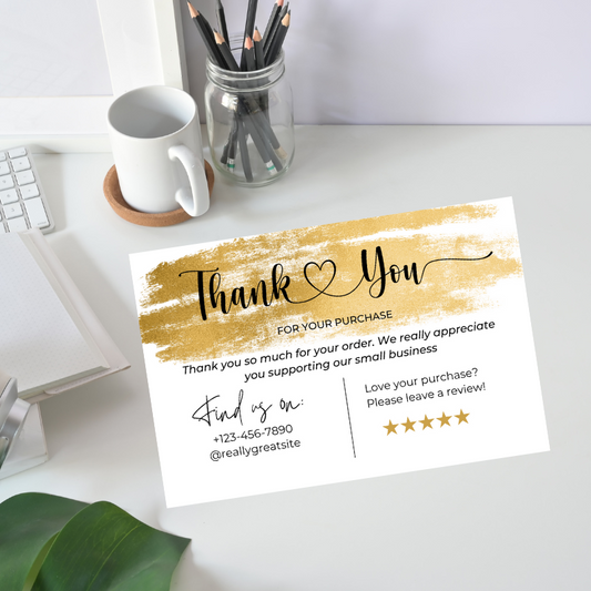 Gold Thank You Card Template
